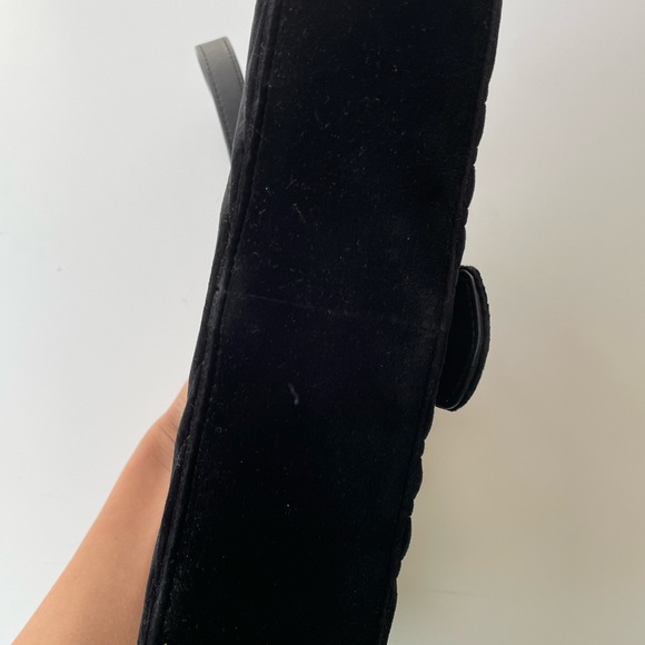 **SOLD**Gucci Velvet Matelasse Mini GG Marmont Shoulder Crossbody Bag Black - Picture 8 of 16